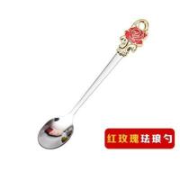 新款珐琅勺不锈钢咖啡搅拌勺精美个性创意餐具配件304不锈钢勺子 红玫瑰珐琅勺