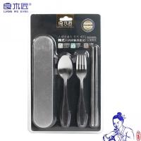 良木匠 韩式不锈钢餐具套装四件套方便携带 筷子盒勺子叉子筷子 尺寸