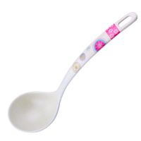 家用竹纤维汤勺粥勺创意厨房烹饪勺捞勺盛稀饭小勺子日式饭勺锅勺 红花图案 一支