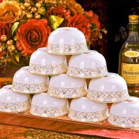 10-1个特价米饭碗家用陶瓷饭碗4.5与6英寸金钟碗碗勺筷套装可微波 6个碗 纯白