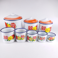 搪瓷杯5-16cm老式怀旧花盖杯经典茶缸水杯带盖复古餐厅用 规格6cm花口杯无盖图案随机(1个)