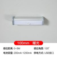 充电无线橱柜灯人体感应灯家用充电式无线磁吸衣柜厨房过道灯车灯 暖光 100mm
