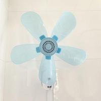 免打孔挂壁扇遥控壁扇简易壁扇时尚迷你学生扇厨房厕所贴墙夹扇 强风款蓝色[卡扣底座] [标配带1.3米电源线][送4贴片]