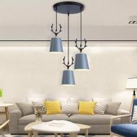 餐厅吊灯北欧三头吊灯个性简约餐桌灯吧台灯卧室吊灯LED新款吊灯 6+6白光 鹿角灰色单头