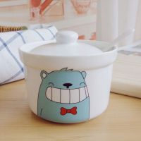 陶瓷调味罐餐馆商用辣椒罐子 家用用盐罐调料盒耐高温油泼辣子罐 1个 盖子