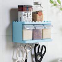 调料罐套装调味盒子厨房用品带盖料盒盐罐调味品家用带勺收纳盒 北欧蓝色 经典3格多功能调料盒