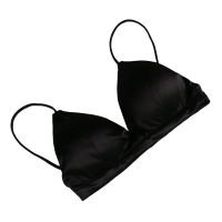 美背细带轻薄内衣女无钢圈性感小胸防走光学生初中生少女文胸青年 黑色 均码:80-125斤内可穿