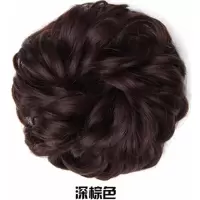 假发女发圈头花饰品盘发花苞头发饰造型发包仿真皮筋头绳蓬松头花 深棕色发圈
