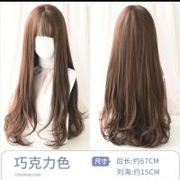 假发套女全头逼真长卷发大波浪空气刘海时尚韩版自然气质全头套 巧克力(纯色款)67CM