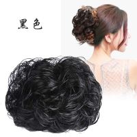 欢乐多自然卷蓬松假发夹女盘发器头花丸子头抓夹发饰花包夹子T652 气质假发抓夹 黑色