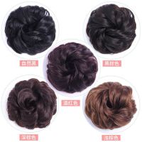 假发发包发髻烫发丸子头逼真发圈橡皮筋盘发拉花花苞女头蓬松卷发 自然黑