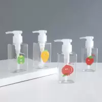 塑料印花压嘴瓶多规格按压式洗面奶洁面乳化妆品乳压瓶分装瓶子 蔬菜款100毫升乳液瓶 颜色随机1个