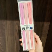 [防霉耐高温洗碗机可用SwanLace彩色日式尖头防滑合金筷子环保无 六角纹理筷-樱花粉-22.2CM