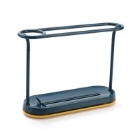 置物架抹布双杆悬挂沥水抹布架水槽多功能抹布香皂沥水收纳置物架 深蓝色