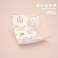 婴儿凉席儿童冰丝透气夏季幼儿园午睡专用新生宝宝婴儿床凉席水洗 经典款城堡独角兽冰丝凉席+摩丝小枕头 50x90cm