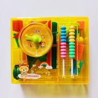 小怪才一年级数学学具盒教具套装钱币七巧板智力拼图小学生计数棒 黄色 方形学具盒F-3052