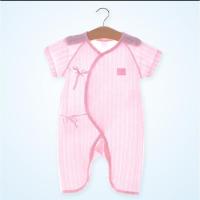 冠琪亮宝贝婴儿连体哈衣服新生儿宝宝内衣春秋冬夏打底睡衣 粉红色蝴蝶衣 52cm