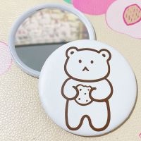 可爱气囊梳子带化妆镜子迷你卡通便携折叠少女心随身按摩梳美妆镜 [饼干小熊]一合一 -[气囊梳子+化妆镜]-