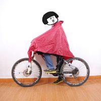 带袖雨衣电动车自行车男女单人成人防暴雨专用加大加厚带面罩雨具 男女通用-红色-无袖