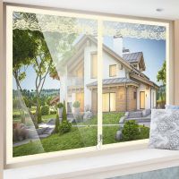 窗户密封防风保温膜窗帘冬季保暖加厚卧室防寒挡风防尘塑料门帘 拉链透明米色 宽80*高100