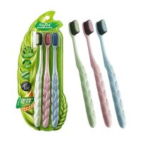 [刷牙大师]麦芽竹炭软毛清洁刷头成人护龈牙刷3支家庭旅游套装 单套装(3支)