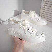 鮀品帆布鞋女学生韩版百搭小众设计感鞋子夏季2021新款原宿风板鞋 鮀品白色 35