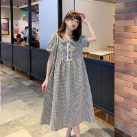 [可哺乳孕妇装]2021夏孕妇连衣裙时尚显瘦中长款哺乳孕妇连衣裙 909#黑格子 M