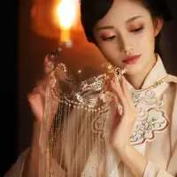 面具古风中国风半脸流苏面帘汉服遮脸古装遮面帘cosplay装扮道具 cosplay面具(可调节大小)