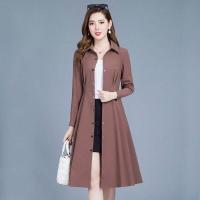 风衣女中长款2021春秋新款女装韩版气质收腰显瘦七分袖春秋款女装 豆沙红. M.建议82到92斤