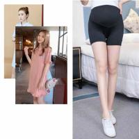 孕妇装夏装宽松短袖花边V领连衣裙 韩版孕妇中长款宽松绣花连衣裙 安全黑色裤 单件(++冚冚甴+++ M(90-最大120