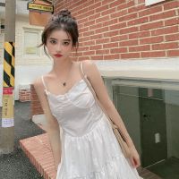 吊带连衣裙夏2021年新款法式初恋桔梗裙ins超仙显瘦学生少女裙子 白色 [肩带可调节 有里布] S 100斤以内