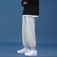 港风ins坠感复古水洗直筒牛仔裤男学生潮牌宽松百搭休闲九分韩版 Jesa11-灰色款式/薄休闲裤 S [建议85-95斤