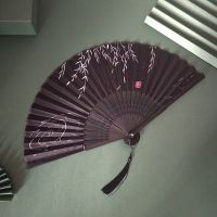 中国风儿童小折扇夏季便携随身扇子可爱卡通动漫哪吒创意个性竹扇 春风扶柳黑骨 无扇套