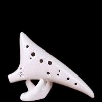 初学入门便携12孔陶笛十二孔中音c调AC儿童易学成人专业 陶埙乐器 白色冰裂[] 精美礼盒+教材+挂绳+保护套+擦