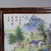 古玩捡漏旧货清民国粉彩山水插屏座屏古董老物件真品仿古瓷器摆件