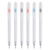 得力按动中性笔0.5学生用黑笔北欧ins日系冷淡风透明无印简约刷题 按动 全针管 0.38mm-6支