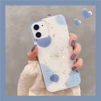 金箔滴胶笑脸苹果11手机壳iPhone12promax套xs/xr生7女8plus软se2 金箔滴胶-白底蓝色小笑脸 苹