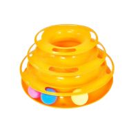 猫盘猫玩具宠物用品猫咪玩具逗猫棒三层塔型球自嗨猫咪转盘球猫塔 橘色