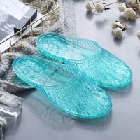 防滑中跟水晶拖鞋女浴室洗澡外穿居家用防臭平底中老年妈妈凉拖鞋 683386(随机色码) 37 适合36的脚