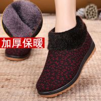 21冬季老北京布鞋加厚保暖老人女棉鞋奶奶鞋加绒防滑软底老人棉靴 WH-02红色 35