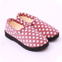 2021款棉鞋冬季保暖加绒一脚蹬家居毛毛鞋室外防滑厚底雪地棉鞋 斑点粉 36