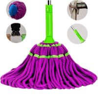 [不掉毛]免手洗自拧水拖把懒人拖把家用挤水吸水拖把拖布墩布头 苹果绿22mm/共1个纤维线拖头