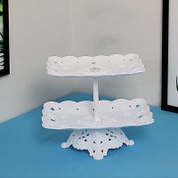 欧式派对聚会蛋糕架三层塑料点心盘婚礼宴会生日甜品台多层水果盘 A-长方形两层加底座