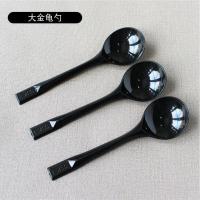 一次性勺子单独包装甜品水果捞金龟勺烧仙草外卖塑料长柄磨砂勺子 大金龟简装黑色50支