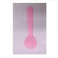 派对加厚一次性小勺子独立包装叉勺 叉勺一体勺子甜品勺水果叉 散装粉色
