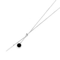 钛钢长款项链女款春夏秋冬毛衣链不掉色笑脸吊坠百搭毛衣挂件配饰 银色圆盘带棒