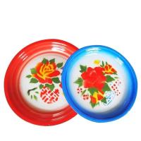 老式盘子搪瓷盘子洋瓷盘展示盘托盘茶盘圆形盘 30cm花色随机