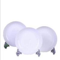 景德镇陶瓷盘子家用创意盘子菜盘水果盘家用菜碟子餐具套装可微波 3个7英寸圆盘 纯白