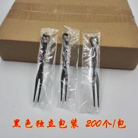独立包装一次性叉子塑料水果签试吃小叉子爱心叉水果拼盘点心果签 黑色独立装 200个