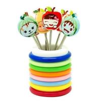 创意卡通可爱水果叉不锈钢小叉子点心叉蛋糕叉甜品叉套装 圈圈水果叉(8个叉子)